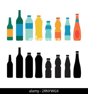 Flat design bottles set illustration vector Stock Vector