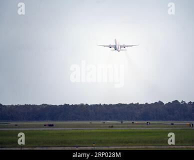 Gainesville, FL USA. 02 SEP 2023. Air Force One Carrying U.S. President Joseph R. Biden Jr. at the Gainesville Regional Airport. Biden was in Florida to tour Live Oak, FL after Hurrican Idalia. Credit: Bill Ragan/Alamy Live News Stock Photo