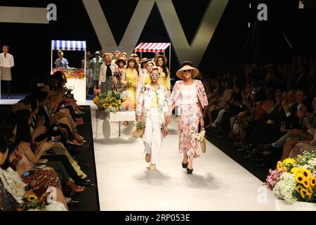 (180419) -- HO CHI MINH CITY (VIETNAM), April 19, 2018 -- Models present creations of French fashion brand Weill during the Vietnam International Fashion Week Spring/Summer 2018 in Ho Chi Minh City, Vietnam, on April 19, 2018. The Vietnam International Fashion Week Spring/Summer 2018 kicked off here on Thursday, featuring latest collections of 31 Vietnamese and foreign designers. The event will last until April 22. ) VIETNAM-HO CHI MINH CITY-INTERNATIONAL FASHION WEEK HoangxThixHuong PUBLICATIONxNOTxINxCHN Stock Photo