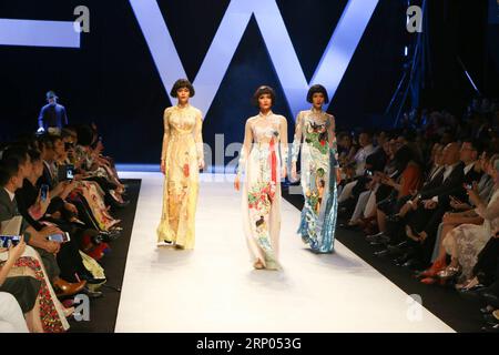 (180419) -- HO CHI MINH CITY (VIETNAM), April 19, 2018 -- Models present creations of Vietnamese designer Nguyen Cong Tri during the Vietnam International Fashion Week Spring/Summer 2018 in Ho Chi Minh City, Vietnam, on April 19, 2018. The Vietnam International Fashion Week Spring/Summer 2018 kicked off here on Thursday, featuring latest collections of 31 Vietnamese and foreign designers. The event will last until April 22. ) VIETNAM-HO CHI MINH CITY-INTERNATIONAL FASHION WEEK HoangxThixHuong PUBLICATIONxNOTxINxCHN Stock Photo