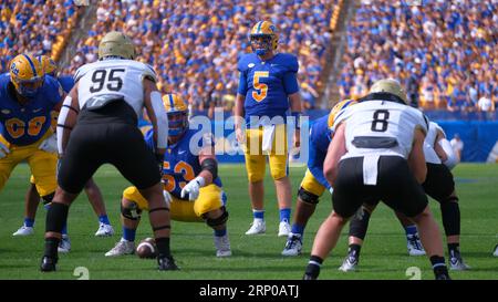 Pittsburgh, PA, USA. 2nd Sep, 2023. Phil Jurkovec #5 during the Pitt Panthers vs Wofford Terriers in Pittsburgh, PA. Jason Pohuski/CSM/Alamy Live News Stock Photo