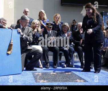 (180511) -- LOS ANGELES, May 11, 2018 -- The original cast of the popular television series The Love Boat attend the star dedication ceremony at the Hollywood Walk of Fame in Los Angeles, the United States, May 10, 2018. Princess Cruises and the original cast of The Love Boat received a Hollywood Walk of Fame Honorary Star Plaque here on Thursday. ) (gj) U.S.-LOS ANGELES-WALK OF FAME- THE LOVE BOAT LixYing PUBLICATIONxNOTxINxCHN Stock Photo