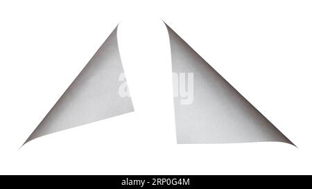 Curled corner of a white paper on white background with clipping path Stock Photo