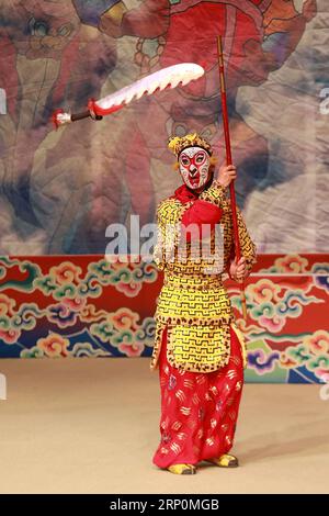 (180519) -- PASAY CITY, May 19, 2018 -- A Chinese actor performs during the Peking Opera named The Monkey King Making Havoc in Heaven inside the Cultural Center of the Philippines in Pasay City, the Philippines, on May 19, 2018. The theatre play is organized by the National Commission for Culture and the Arts and the Cultural Center of the Philippines, in cooperation with China s Ministry of Culture and Tourism and Chinese Embassy in the Philippines. ) (dtf) PHILIPPINES-PASAY CITY-PEKING OPERA-MONKEY KING ROUELLExUMALI PUBLICATIONxNOTxINxCHN Stock Photo