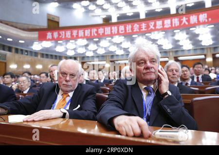 (180528) -- BEIJING, May 28, 2018 -- The opening of the 19th Meeting of the Academicians of the Chinese Academy of Sciences and the 14th Meeting of the Academicians of the Chinese Academy of Engineering is held at the Great Hall of the People, in Beijing, capital of China, May 28, 2018. ) (zkr) CHINA-BEIJING-CAS-CAE-MEETING(CN) PangxXinglei PUBLICATIONxNOTxINxCHN Stock Photo