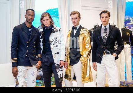 (180617) -- MILAN, June 17, 2018 -- Models present creations of Ralph Lauren during Milan Men s Fashion Week Spring/Summer 2019 in Milan, Italy, on June 16, 2018. Wang Jian)(dtf) ITALY-MILAN-MEN S FASHION WEEK-DAY 2 JinxYu PUBLICATIONxNOTxINxCHN Stock Photo