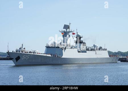 (180617) -- KIEL, June 17, 2018 -- Chinese frigate Binzhou visits the military port of Kiel in north Germany on June 15, 2018. The Chinese frigate will also take part in the Kiel Week activities. ) (hy) GERMANY-KIEL-CHINESE FRIGATE BINZHOU -VISIT WangxQing PUBLICATIONxNOTxINxCHN Stock Photo