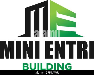 Flat Letter Mark MINI ENTRI BUILDING logo design Stock Vector