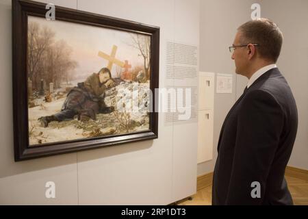 (180629) -- BELGRADE, June 29, 2018 -- Serbian Interior Minister Nebojsa Stefanovic looks at a painting at the reopened National Museum in Belgrade, Serbia, on June 28, 2018. The building at the Republic Square in Belgrade on Thursday reopened its doors for visitors for the first time after it was closed in 2003 for reconstruction. ) (ly) SERBIA-BELGRADE-NATIONAL MUSEUM-REOPENING NemanjaxCabric PUBLICATIONxNOTxINxCHN Stock Photo