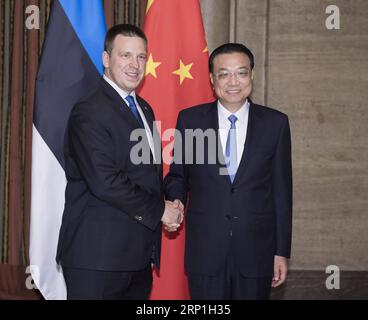 (180706) -- SOFIA, July 6, 2018 -- Chinese Premier Li Keqiang meets with his Estonian counterpart Juri Ratas in Sofia, Bulgaria, July 6, 2018. )(mcg) BULGARIA-SOFIA-LI KEQIANG-ESTONIAN PM-MEETING LixTao PUBLICATIONxNOTxINxCHN Stock Photo