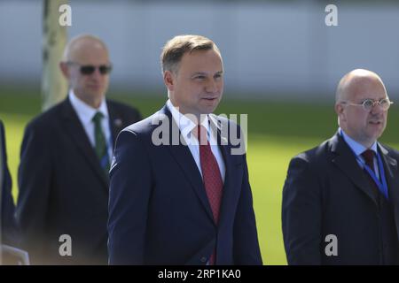 (180711) -- BRUSSELS, July 11, 2018 -- Polish President Andrzej Duda (C) arrives at a NATO summit in Brussels, Belgium, July 11, 2018. NATO leaders gather in Brussels for a two-day meeting. )(yg) BELGIUM-BRUSSELS-NATO-SUMMIT YexPingfan PUBLICATIONxNOTxINxCHN Stock Photo