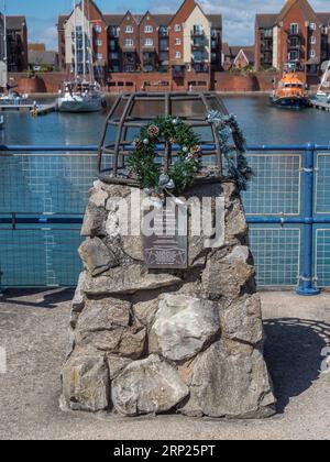 Peter Hamper memorial in Premier Sovereign Harbour Marina & Boatyard, Eastbourne, East Sussex, UK. Stock Photo