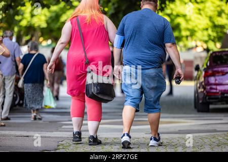 Man and woman with overweight, obesity, obesity, Stuttgart, Baden-Wuerttemberg, Germany Stock Photo