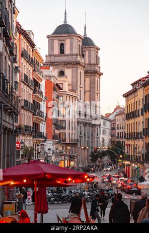 Madrid, Spain - FEB 17, 2022: Collegiate Church of San Isidro is a Catholic church in the historic center of Madrid, hosting the seat of Hermandad del Stock Photo