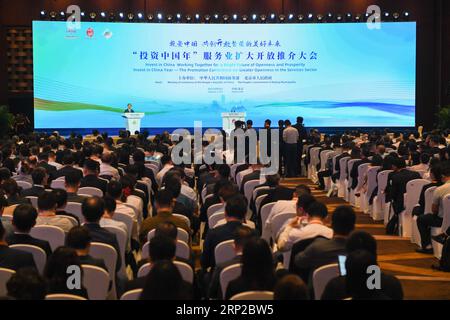 Beijing, China. 3rd Sep, 2023. This photo taken on Sept. 3, 2023 shows Invest in China Year - The Promotion Conference on Greater Openness in the Services Sector held in Beijing, capital of China. Credit: Ju Huanzong/Xinhua/Alamy Live News Stock Photo