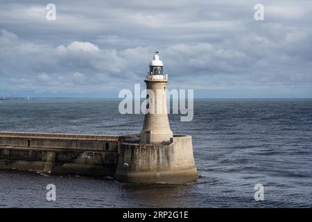 The Tynemouth Lighthouse, North Shields, Newcastle upon Tyne, Northumberland, England, United Kingdom Stock Photo