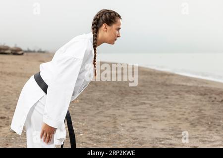 Kung fu fighter martial arts costume Stock Photo