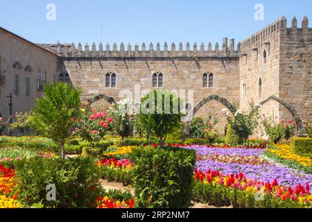 archibishop's court and jardim de santa barbara ( santa barbara garden) at Braga, Portugal Stock Photo