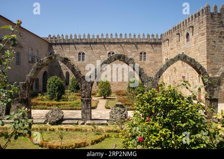 archibishop's court and jardim de santa barbara ( santa barbara garden) at Braga, Portugal Stock Photo