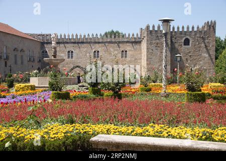 archibishop's court and jardim de santa barbara ( santa barbara garden) at Braga, Portugal Stock Photo