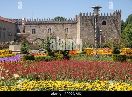 archibishop's court and jardim de santa barbara ( santa barbara garden) at Braga, Portugal Stock Photo