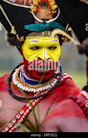 Dancers in war paint, Sing Sing, Festival, Mount Hagen, Papua New Guinea Stock Photo