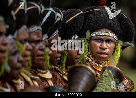 Dancers in war paint, Sing Sing, Festival, Mount Hagen, Papua New Guinea Stock Photo