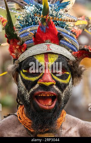 Dancers in war paint, Sing Sing, Festival, Mount Hagen, Papua New Guinea Stock Photo