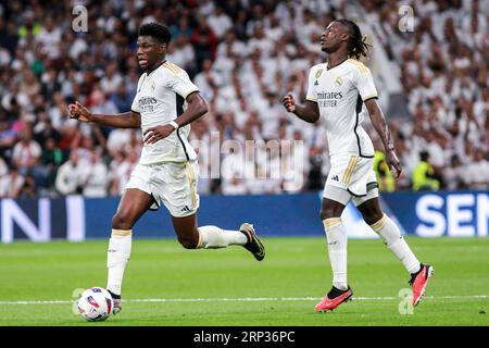 Aurelien Tchouameni of Real Madrid CF during the La Liga match between Real  Madrid and UD Almeria played at Santiago Bernabeu Stadium on April 29, 2023  in Madrid, Spain. (Photo by Cesar