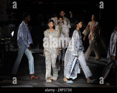 (180923) -- MILAN, Sept. 23, 2018 () -- Models walk the runway at the Missoni fashion show during Milan Fashion Week Spring/Summer 2019 in Milan, Italy, on Sept. 22, 2018. () (hy) ITALY-MILAN-FASHION WEEK-MISSONI Xinhua PUBLICATIONxNOTxINxCHN Stock Photo