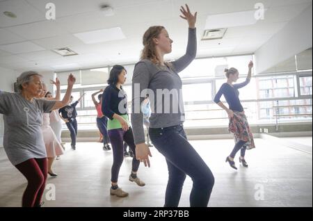 (180923) -- VANCOUVER, Sept. 23, 2018 -- People learn dance from a Flamenco master at a free dance class during the Vancouver International Flamenco Festival in Vancouver, Canada, Sept. 22, 2018. The 2018 Vancouver International Flamenco Festival runs from Sept. 21 to 29, bringing local and international flamenco artists together, providing performances, lessons, open studios, master classes for the public to learn and enjoy Flamenco culture. ) (dtf) CANADA-VANCOUVER-FLAMENCO FESTIVAL LiangxSen PUBLICATIONxNOTxINxCHN Stock Photo