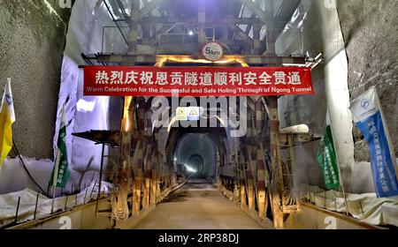 (180924) -- NAIROBI, Sept. 24, 2018 -- Photo taken on Sept. 24, 2018 shows the interior of the Ngong tunnel of the Standard Gauge Railway (SGR) in Nairobi, capital of Kenya. China Communications Construction Company (CCCC) has drilled the longest railway tunnel in East Africa, the company said Monday. The tunnel is part of phase 2A of the Standard Gauge Railway that runs from Nairobi to Naivasha town. ) KENYA-NAIROBI-STANDARD GAUGE RAILWAY-NGONG TUNNEL-BREAKTHROUGH CEREMONY WangxTeng PUBLICATIONxNOTxINxCHN Stock Photo