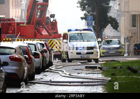 A suspected detonation has occurred in an apartment building in Norrköping early on Sunday morning. A fire has spread to the attic and caused the roof to collapse. At least 150 people are said to have been evacuated from their homes. Stock Photo