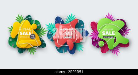 Paper Tropical Leaves Papercut Summer Beach Exotic Pulm Decoration Vector  Round Banner Stock Illustration - Download Image Now - iStock