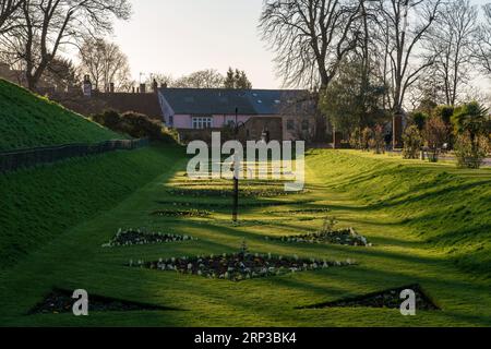 This is a scenic view of the famous Castle Park, a popular travel destination on March, 19. 2022 in Colchester, United Kingdom Stock Photo