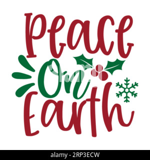 Peach on earth typography t shirt design, marry christmas typhography, marry christmas typhography tshirt design, tee print, t-shirt design, christmas Stock Vector