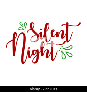 Silent night typography t shirt design, marry christmas typhography Vol-2, marry christmas typhography tshirt design, tee print, t-shirt design, chris Stock Vector