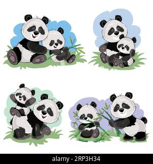 Panda Yoga Meditating. Chinese Bear on Background of Bamboo Stock Vector -  Illustration of funny, character: 74882147