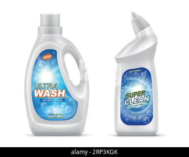 Bathroom cleaners ad poster, spray bottle mockup with liquid soap detergent  for bathroom sink and toilet with bubbles. 3d Vector illustration Stock  Vector