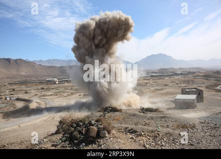 (181018) -- KABUL, Oct. 18, 2018 -- Afghan army takes part in a military exercise at Kabul Military Training Center (KMTC) in Kabul, capital of Afghanistan, on Oct. 17, 2018. As the date for the upcoming Afghan parliamentary elections getting closer, the Afghan Interior Ministry announced the deployment of 50,000-strong troops to ensure security for the polling process. ) (qxy) AFGHANISTAN-KABUL-MILITARY EXERCISE RahmatxAlizadah PUBLICATIONxNOTxINxCHN Stock Photo