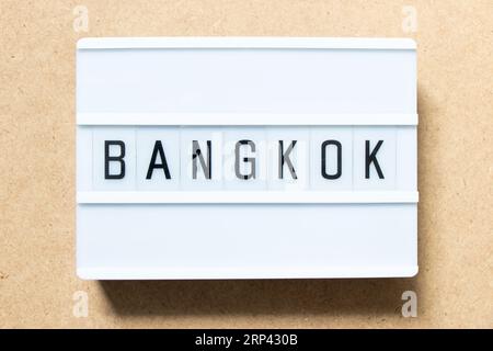 Lightbox with word bangkok on wood background Stock Photo