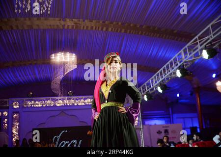 (181026) -- PESHAWAR, Oct. 26, 2018 -- A model presents a creation by Afghani designer Omaid Rasul during Pak-Afghan fashion show in northwest Pakistan s Peshawar on Oct. 25, 2018. ) (zxj) PAKISTAN-PESHAWAR-PAK-AFGHAN-FASHION SHOW UmarxQayyum PUBLICATIONxNOTxINxCHN Stock Photo