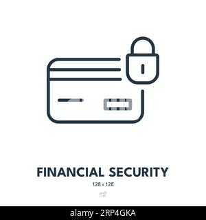 Financial Security Icon. Money, Safety, Protection. Editable Stroke. Simple Vector Icon Stock Vector