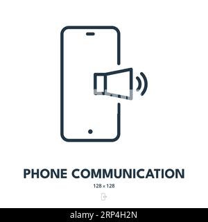 Phone Communication Icon. Smartphone, Mobile, Call. Editable Stroke. Simple Vector Icon Stock Vector