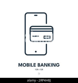 Mobile Banking Icon. Smartphone, App, Wallet. Editable Stroke. Simple Vector Icon Stock Vector