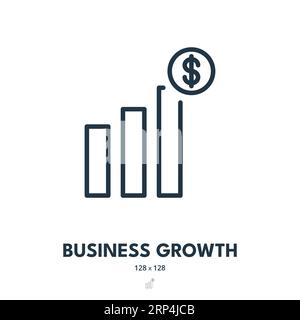 Business Growth Icon. Progress, Increase, Profit. Editable Stroke. Simple Vector Icon Stock Vector