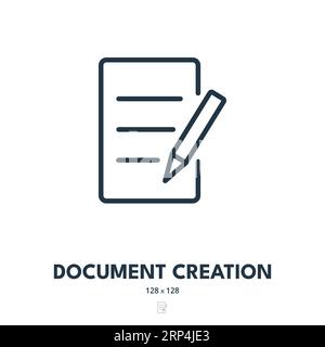 Document Creation Icon. File, Form, Page. Editable Stroke. Simple Vector Icon Stock Vector