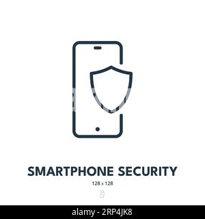 Smartphone Security Icon. Phone, Privacy, Safety. Editable Stroke. Simple Vector Icon Stock Vector