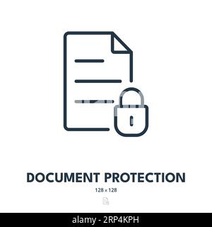 Document Protection Icon. Security, Access, Privacy. Editable Stroke. Simple Vector Icon Stock Vector