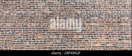Blank brown red color brickwall background, texture. Empty aged horizontal masonry for backdrop, exterior brick wall. Banner, copy space Stock Photo